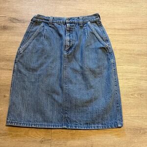Vintage 90s Mid Rise Denim Skirt Pleated Mom Core Structured Mallcore